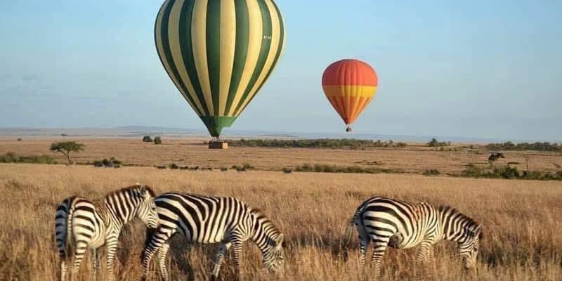 Hot air balloons over Serengeti